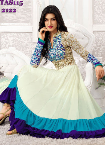 Kriti Sanoon White & Green Color Designer Anarkali Suit