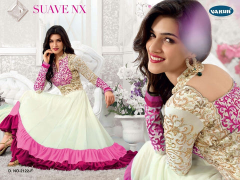 Kriti Sanon Style White And Pink Anarkali Suit