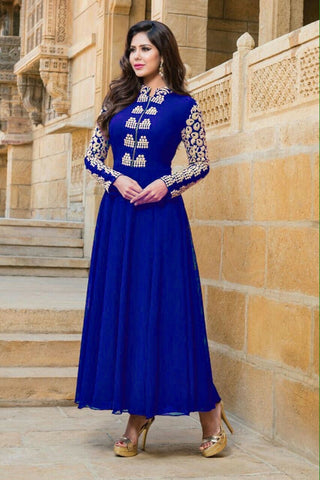 Blue Simple Anarkali Suit