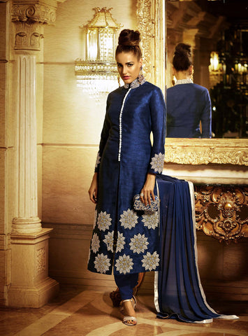 Blue Designer Salwar Kameez By Khwaab - 2106