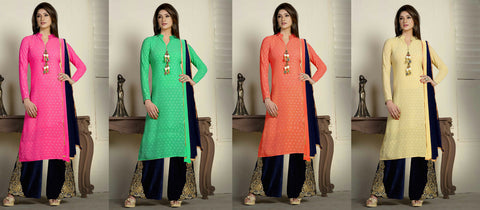 4 Color 4 Pcs Indian Pakistani Bollywood Designer Georgette Salwar Kameez Suit