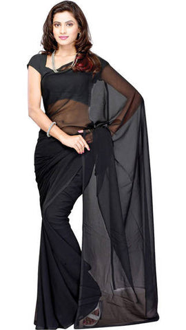 Black Georgette Buti Saree With Blouse Piece