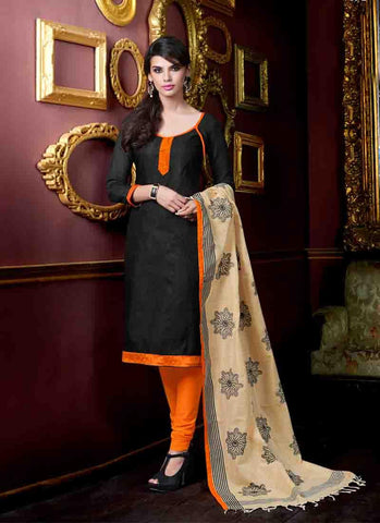 Black Color Un-Stitched Designer Salwar Kameez - 34016