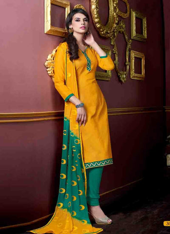 Yellow Color Un-Stitched Designer Salwar Kameez - 34023
