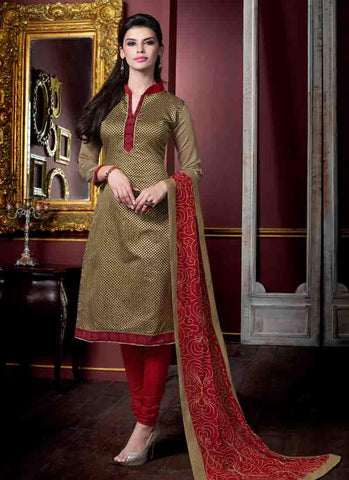 Beige Color Un-Stitched Designer Salwar Kameez