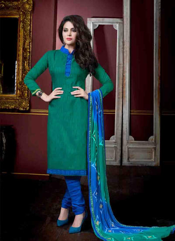 Green Color Un-Stitched Designer Salwar Kameez - 34026