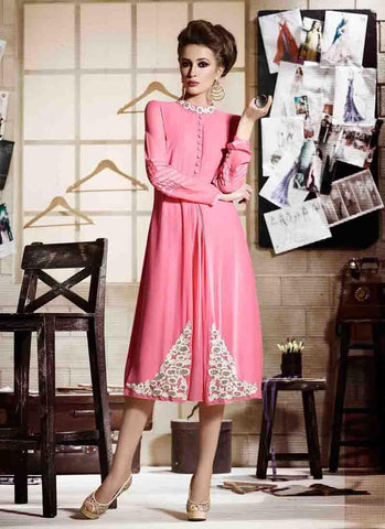 Pink Kurtis Readymade Embroidered - 34061