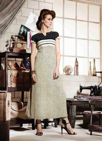 Cream Kurtis Readymade Embroidered - 34062