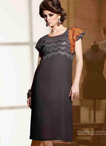 Black Kurtis Readymade Embroidered - 34064