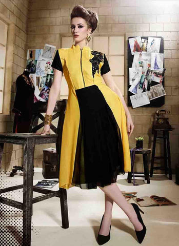 Yellow Kurtis Readymade Embroidered - 34068