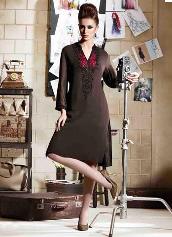 Black Kurtis Readymade Embroidered - 34069