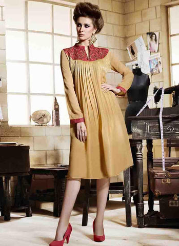 Beige Kurtis Readymade Embroidered - 34071