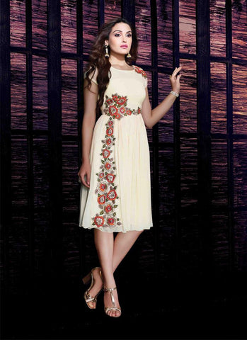 White Kurtis Readymade Embroidered - 34578
