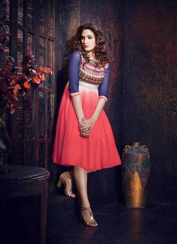 Red Kurtis Readymade Embroidered - 34582