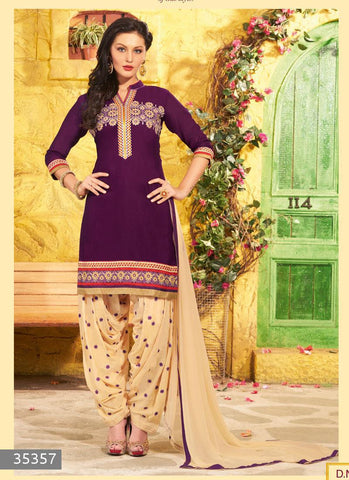 Violet Color Unstitch Embroidered Patiala Salwar Kameez - 35357