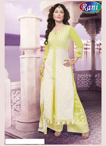 Green Color Embroidered Semi Stitched Salwar Kameez - 35485
