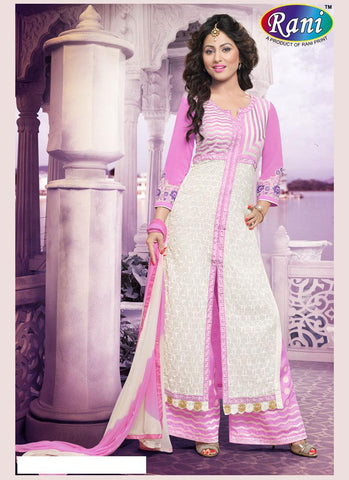Pink Color Embroidered Semi Stitched Salwar Kameez - 35486