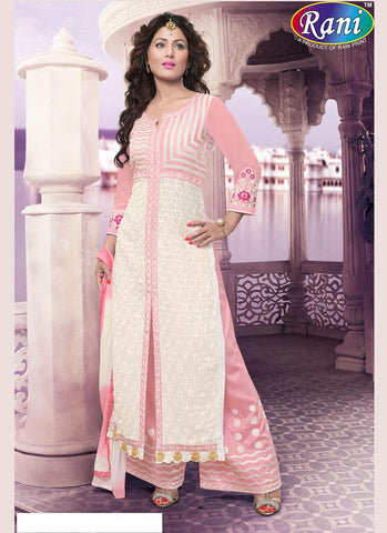 Salmon Color Embroidered Semi Stitched Salwar Kameez - 35489
