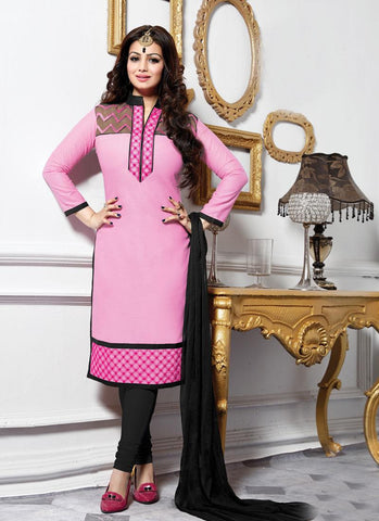 Pink Color Embroidered Un-Stitched Salwar Kameez - 35496