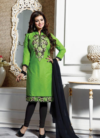Green Color Embroidered Un-Stitched Salwar Kameez - 35499