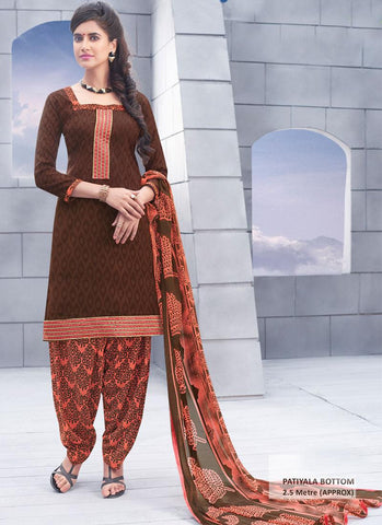 Brown Unstitch Salwar Kameez Border Lace Work - 36955