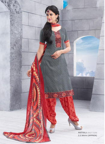 Grey Unstitch Salwar Kameez Border Lace Work - 36956