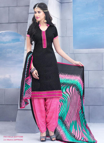 Black Unstitch Salwar Kameez Border Lace Work - 36959