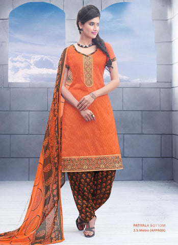 Orange Unstitch Salwar Kameez Border Lace Work - 36960