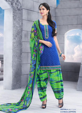 Blue Unstitch Salwar Kameez Border Lace Work - 36962