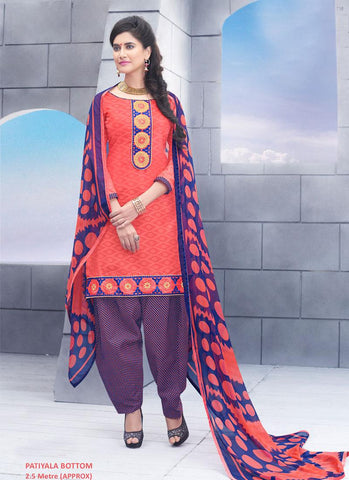 Peach Unstitch Salwar Kameez Border Lace Work - 36963
