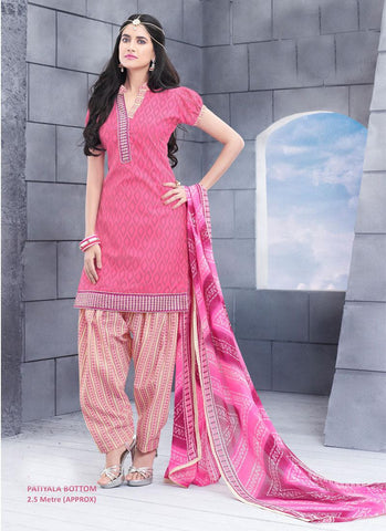 Pink Unstitch Salwar Kameez Border Lace Work - 36967