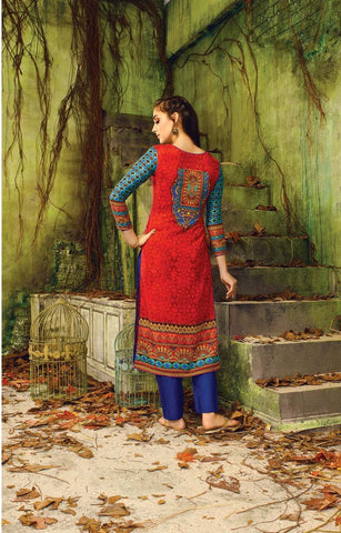Beautiful Designer Printed Suit With Swarovski Work