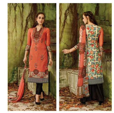 Beautiful Designer Printed Suit With Swarovski Work