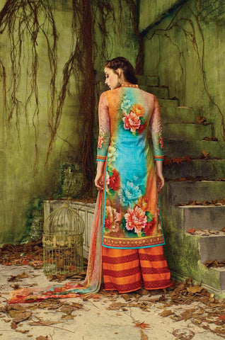 Beautiful Designer Printed Suit With Swarovski Work