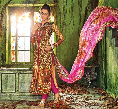 Beautiful Designer Printed Suit With Swarovski and Embroidery Work
