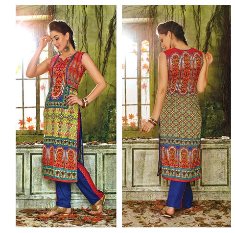 Beautiful Designer Printed Suit With Swarovski Work