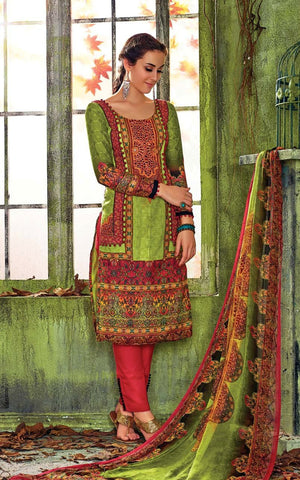 Beautiful Designer Printed Suit With Swarovski Work