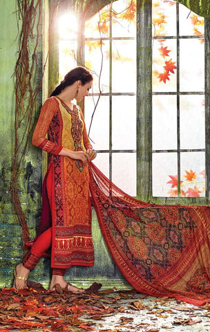 Beautiful Designer Printed Suit With Embroidery Work
