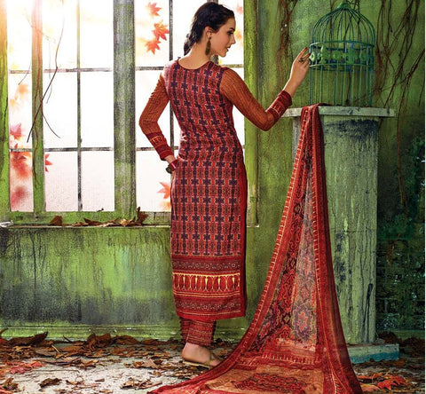 Beautiful Designer Printed Suit With Embroidery Work