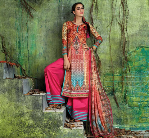 Beautiful Designer Printed Suit With Swarovski Work