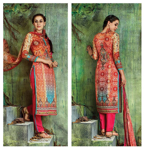Beautiful Designer Printed Suit With Swarovski Work
