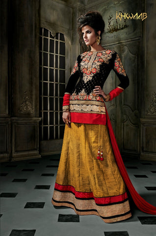 Black Mustard Lehenga Style Suit