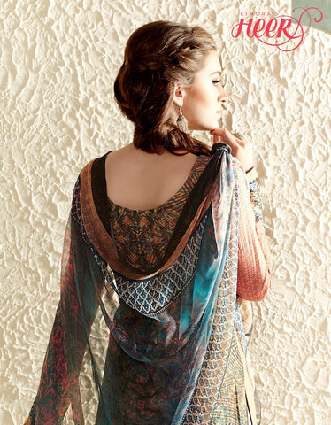 Designer Cotton Silk with Digital Print Straight Cut Suit with Digital Print Chiffon Dupatta