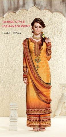Designer Cotton Silk with Digital Print Straight Cut Suit with Digital Print Chiffon Dupatta