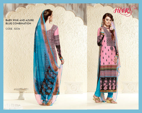 Designer Cotton Silk with Digital Print Straight Cut Suit with Digital Print Chiffon Dupatta
