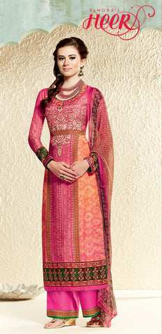 Designer Cotton Silk with Digital Print Straight Cut Suit with Digital Print Chiffon Dupatta