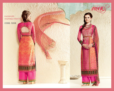 Designer Cotton Silk with Digital Print Straight Cut Suit with Digital Print Chiffon Dupatta