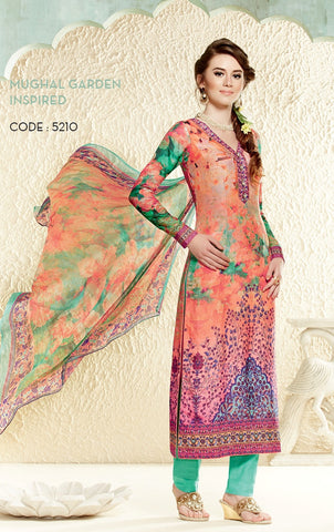 Designer Cotton Silk with Digital Print Straight Cut Suit with Digital Print Chiffon Dupatta