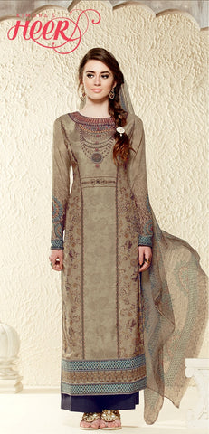 Designer Cotton Silk with Digital Print Straight Cut Suit with Digital Print Chiffon Dupatta