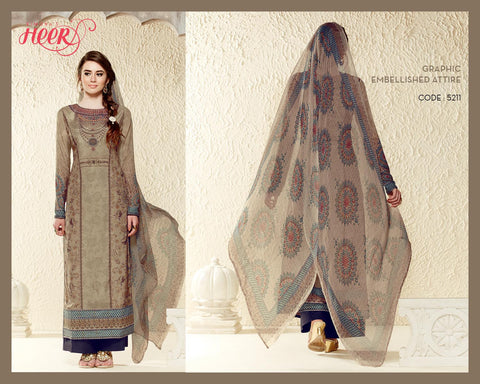 Designer Cotton Silk with Digital Print Straight Cut Suit with Digital Print Chiffon Dupatta